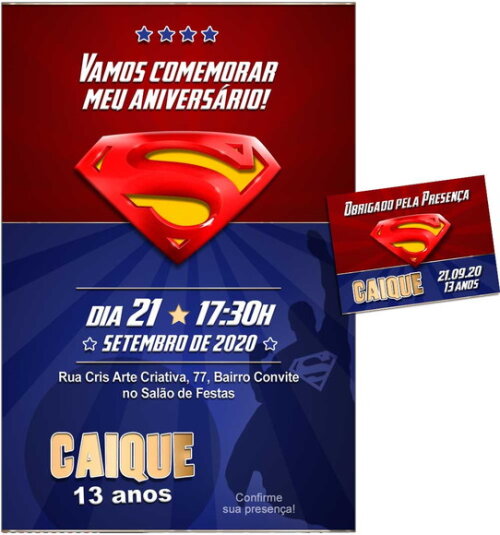 CONVITE DIGITAL C/TAG Super Homem 2