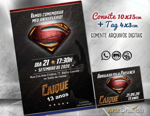 CONVITE DIGITAL C/TAG Super Homem 4