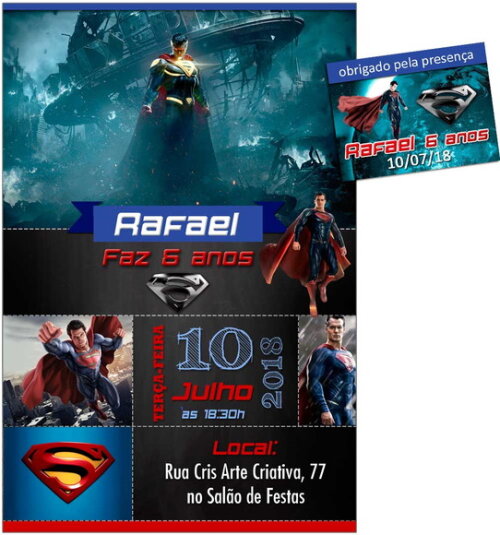 CONVITE DIGITAL C/TAG Super Homem chalk