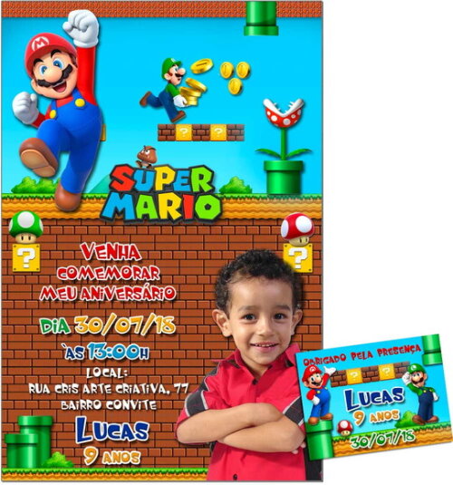 CONVITE DIGITAL C/TAG Super Mario
