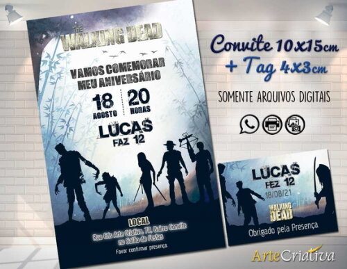 CONVITE DIGITAL C/TAG The Walking Dead 2