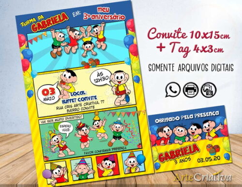 CONVITE DIGITAL C/TAG Turma da Mônica Gibi 4