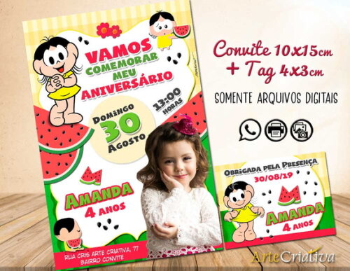 CONVITE DIGITAL C/TAG Turma da Mônica MAGALI