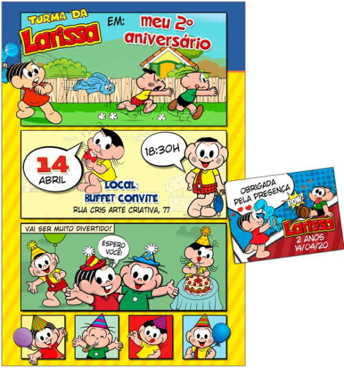 CONVITE DIGITAL C/TAG Turma da Mônica Gibi 3