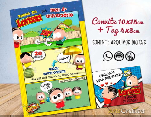 CONVITE DIGITAL C/TAG Turma da Mônica Toy 2