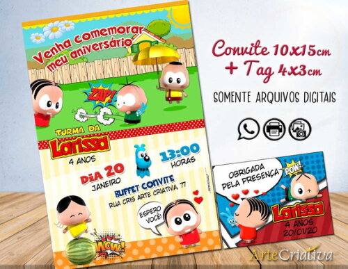CONVITE DIGITAL C/TAG Turma da Mônica Toy