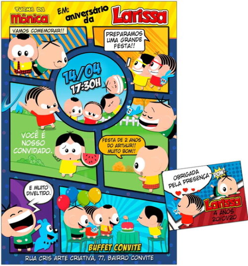 CONVITE DIGITAL C/TAG Turma da Mônica Toy 3