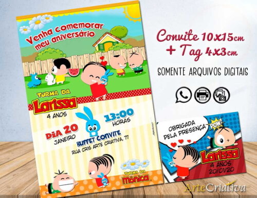 CONVITE DIGITAL C/TAG Turma da Mônica Toy 4