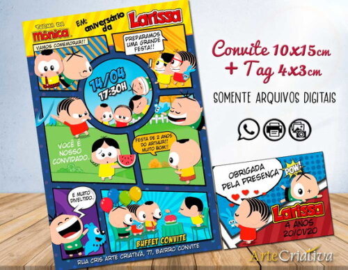 CONVITE DIGITAL C/TAG Turma da Mônica Toy 3
