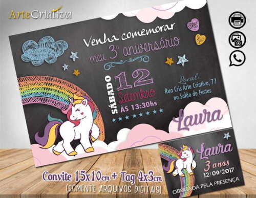 CONVITE DIGITAL C/TAG Unicórnio