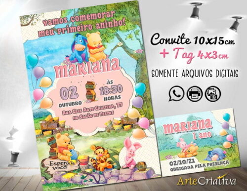 CONVITE DIGITAL C/TAG Ursinho Pooh Baby 2