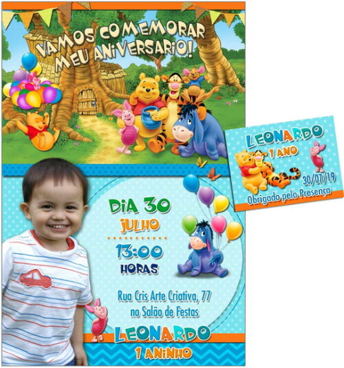 CONVITE DIGITAL C/TAG Ursinho Pooh com foto