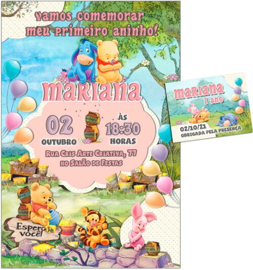 CONVITE DIGITAL C/TAG Ursinho Pooh Baby 2