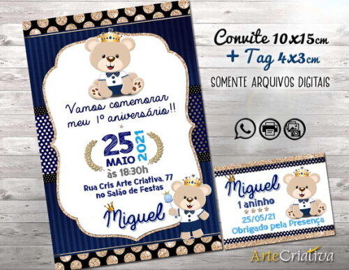 CONVITE DIGITAL C/TAG Ursinho Príncipe 5