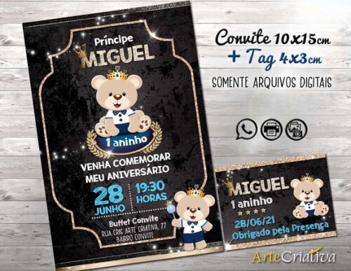 CONVITE DIGITAL C/TAG Ursinho Príncipe 3