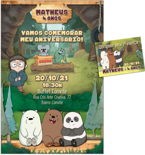 CONVITE DIGITAL C/TAG Urso sem Curso