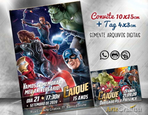 CONVITE DIGITAL C/TAG Vingadores 2