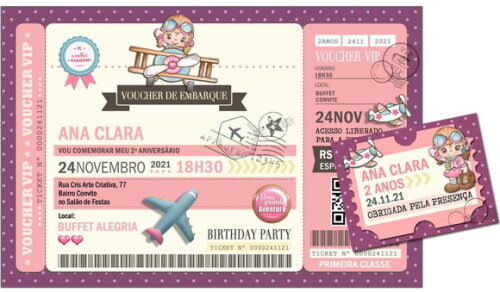CONVITE DIGITAL C/TAG Voucher Aviadora