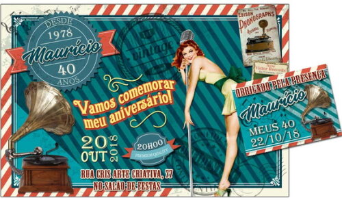CONVITE DIGITAL C/TAG Vintage música