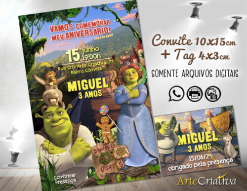 Convite Digital com Tag Shrek