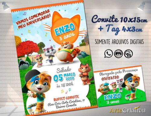 CONVITE DIGITAL e TAG 44 gatos