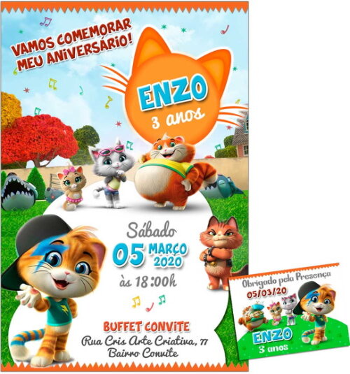 CONVITE DIGITAL e TAG 44 gatos