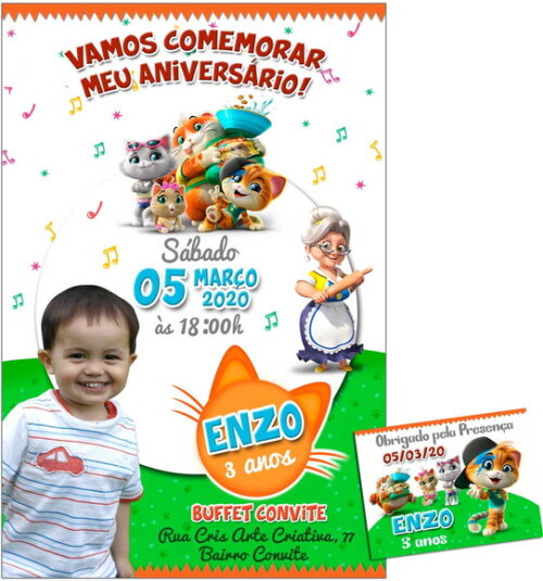 CONVITE DIGITAL e TAG 44 gatos Foto