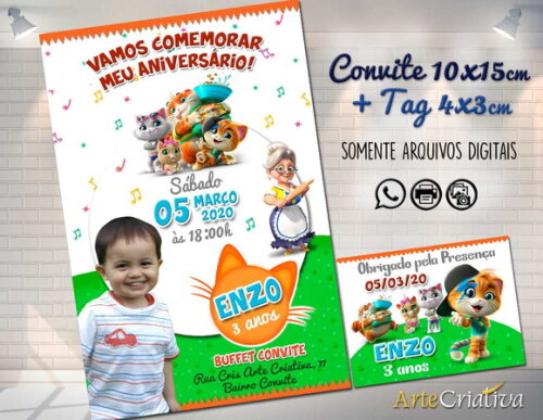 CONVITE DIGITAL e TAG 44 gatos Foto