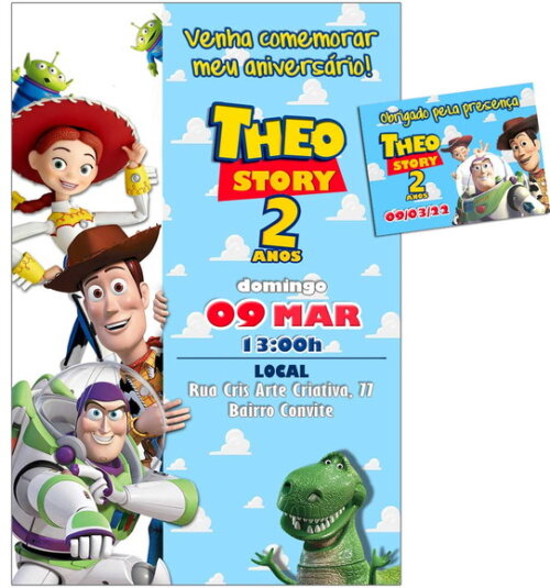 CONVITE DIGITAL e TAG Toy Story 5