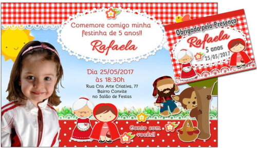 CONVITE TAG DIGITAL Chapeuzinho Vermelho