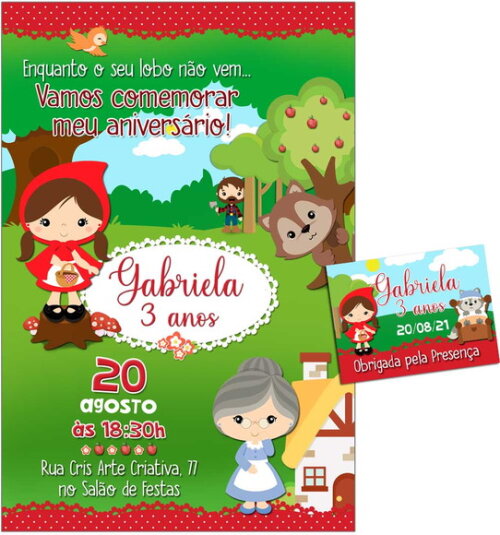 CONVITE TAG DIGITAL Chapeuzinho Vermelho 2