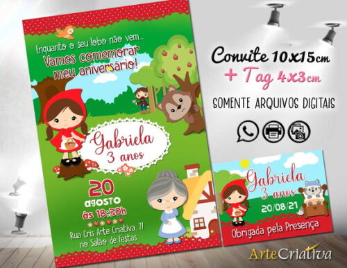 CONVITE TAG DIGITAL Chapeuzinho Vermelho 2