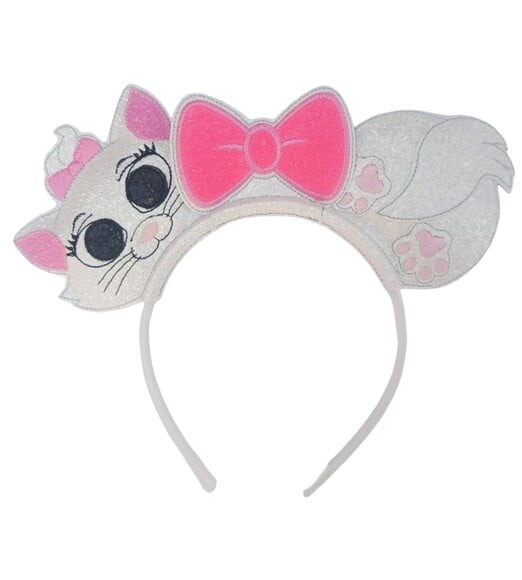 Arquinho Tiara Gatinha com Brilho Glitter - Bordada Luxo