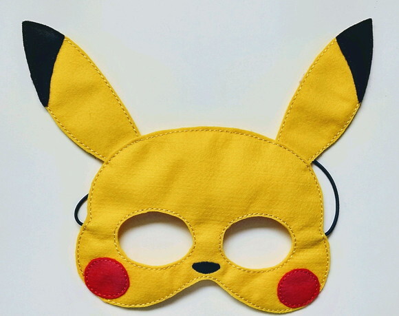 Máscara pokémon Pikachu , feltro bordada infantil