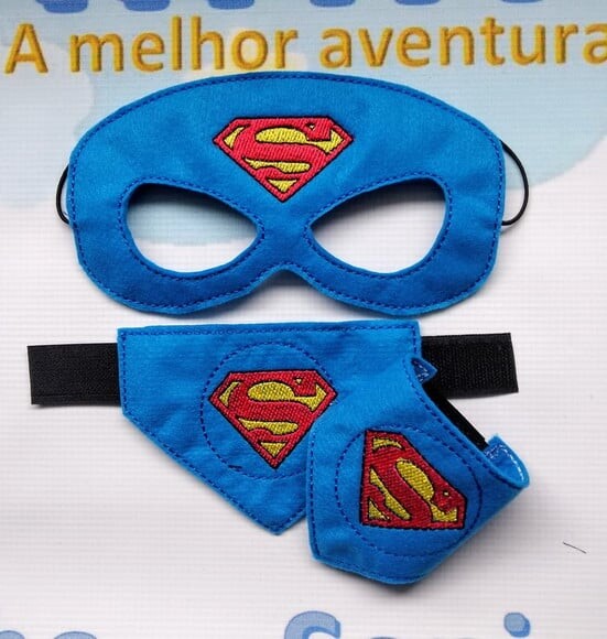 Máscara Superman com Braceletes - Feltro
