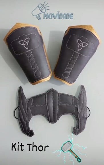 Máscara Thor com Braceletes Grandes -couro Ecológico
