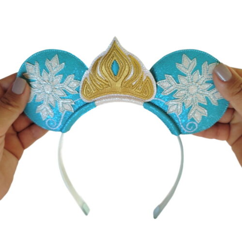 Arquinho Tiara Frozen com Brilho Bordada- Luxo