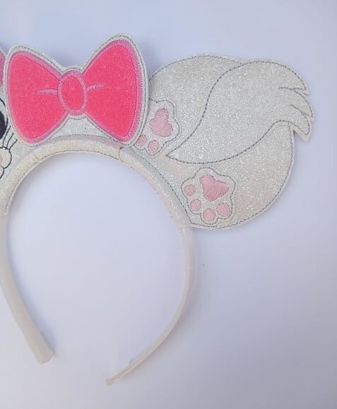Arquinho Tiara Gatinha com Brilho Glitter - Bordada Luxo
