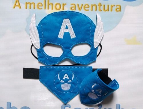 Máscara Capitão América + Bracelete - Infantil