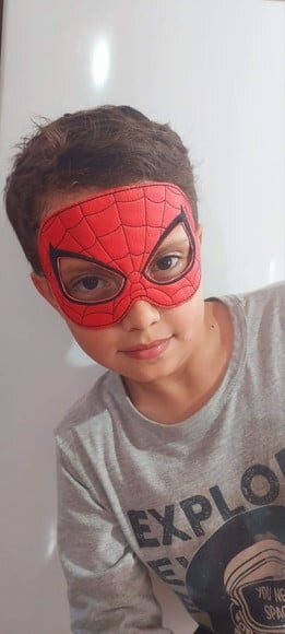 Máscara Homem Aranha + Braceletes -infantil Couro ecológico