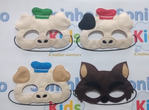 Máscara Lobo Mal e os Três Porquinhos