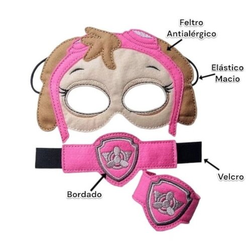 Máscara Skye Patrulha Canina com 2 Braceletes - Infantil