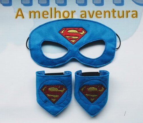 Máscara Superman com Braceletes - Feltro