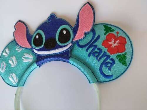 Tiara Arquinho Lilo e Stitch com Brilho - Bordada