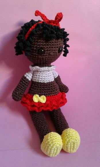 Boneca Negra - Juju, em Crochê Amigurumi