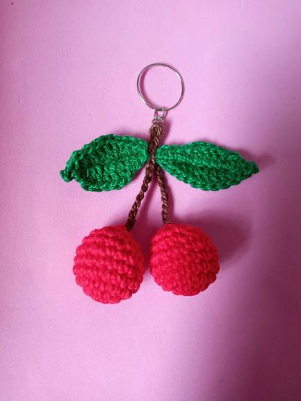 Chaveiro Cerejas em Crochê Amigurumi