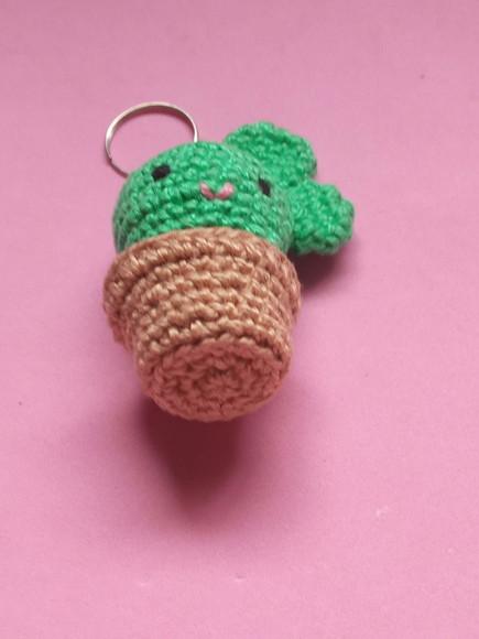 Chaveiro de Cacto em Crochê Amigurumi