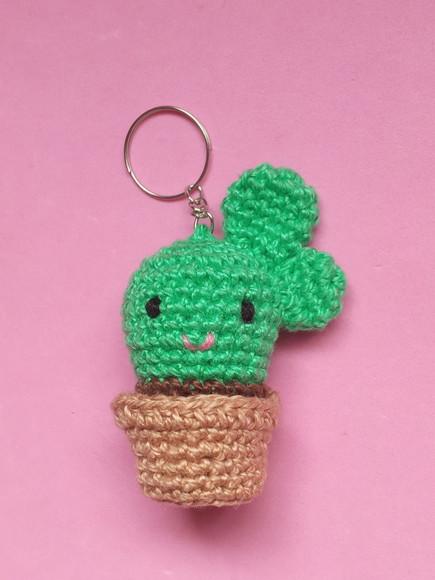 Chaveiro de Cacto em Crochê Amigurumi