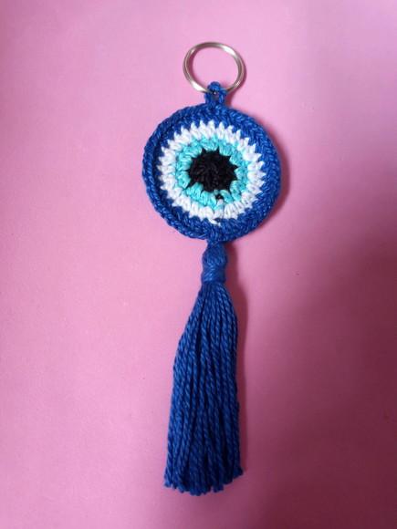 Chaveiro de Olho Grego em Crochê Amigurumi