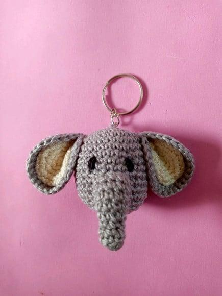 Chaveiro Elefante em Crochê Amigurumi